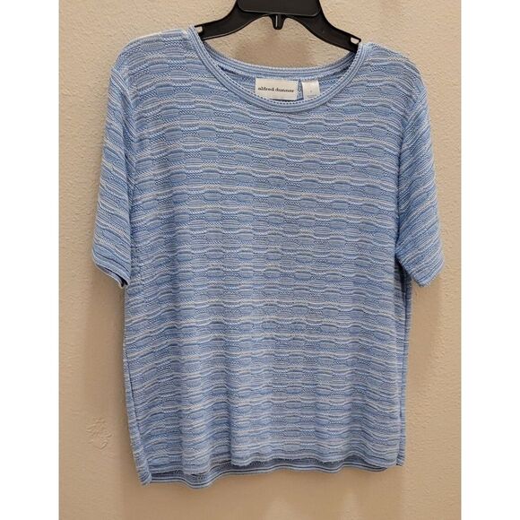 Alfred Dunner Tops - Women's alfred dunner L pull over shirt acrylic rayon. blue, gray, beige Stripes